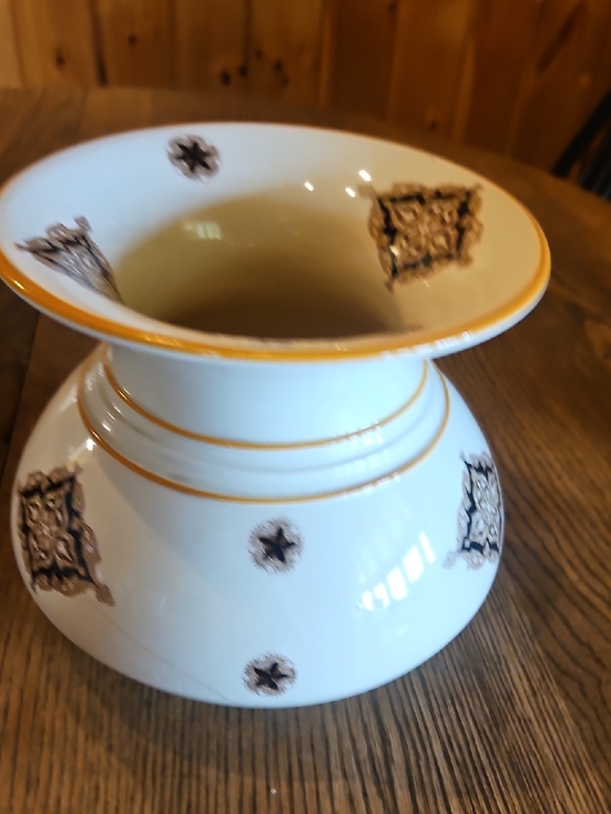 Other - White Ceramic Decorative Vase with Gold Trim